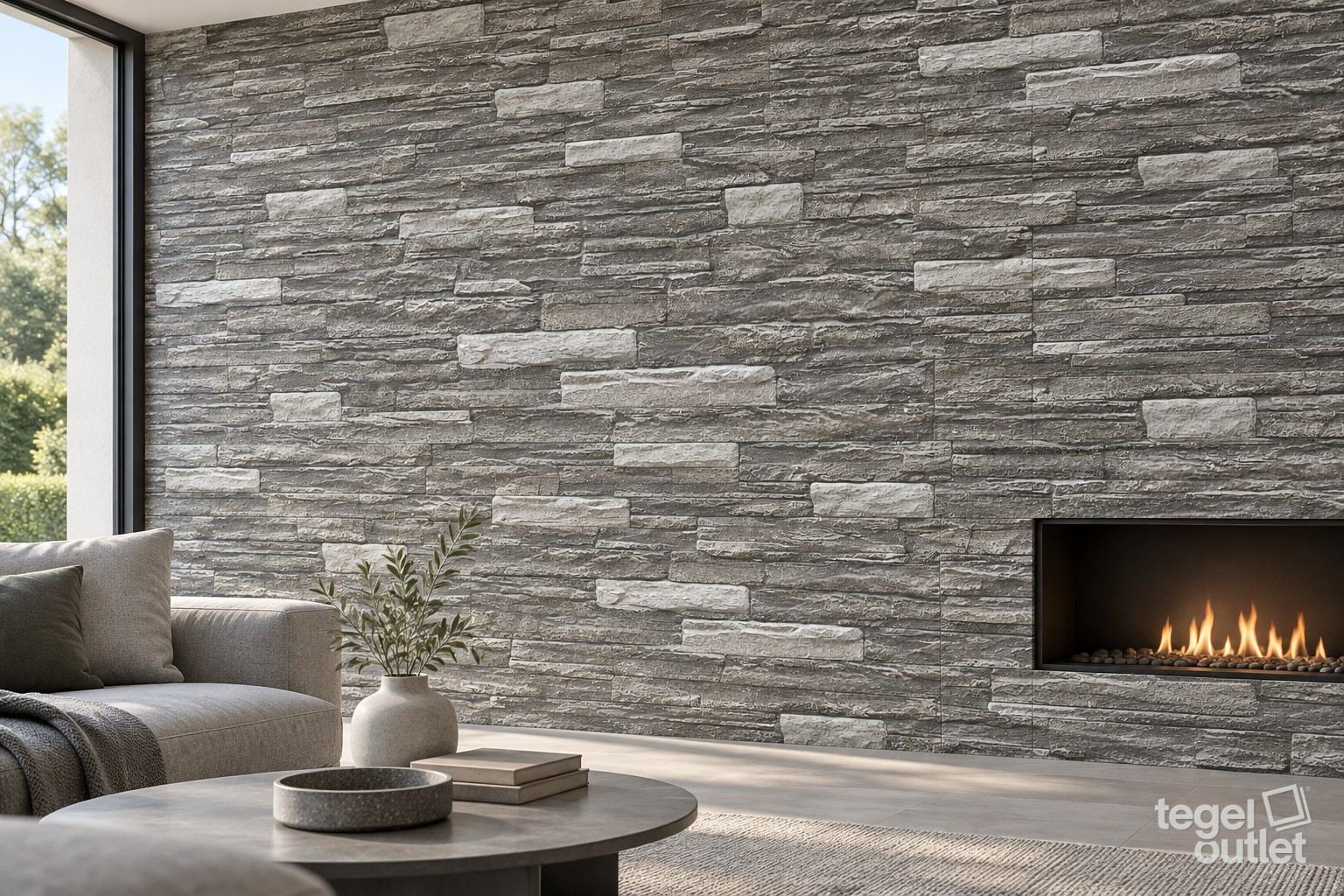 Sfeerimpressie met Safeer Gris 17x52 · living