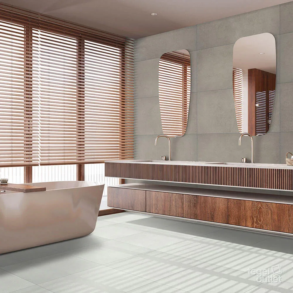 Rainstone Greige 60x60 in een interieur