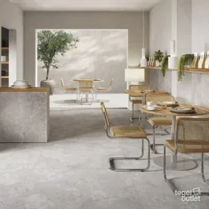 Saime Travertino Veincut Grigio carreaux de mur et de sol dans une salle de bain