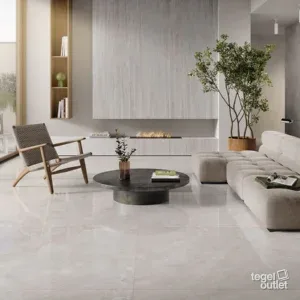 Saime Travertino Crosscut Bianco 120×278, 120×120 et 60×120 dans une salle de bain