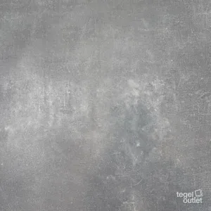 Solution Dark 60x60: één tegel in donker antracietgrijs met een wolkige cementlooktekening, recht van boven