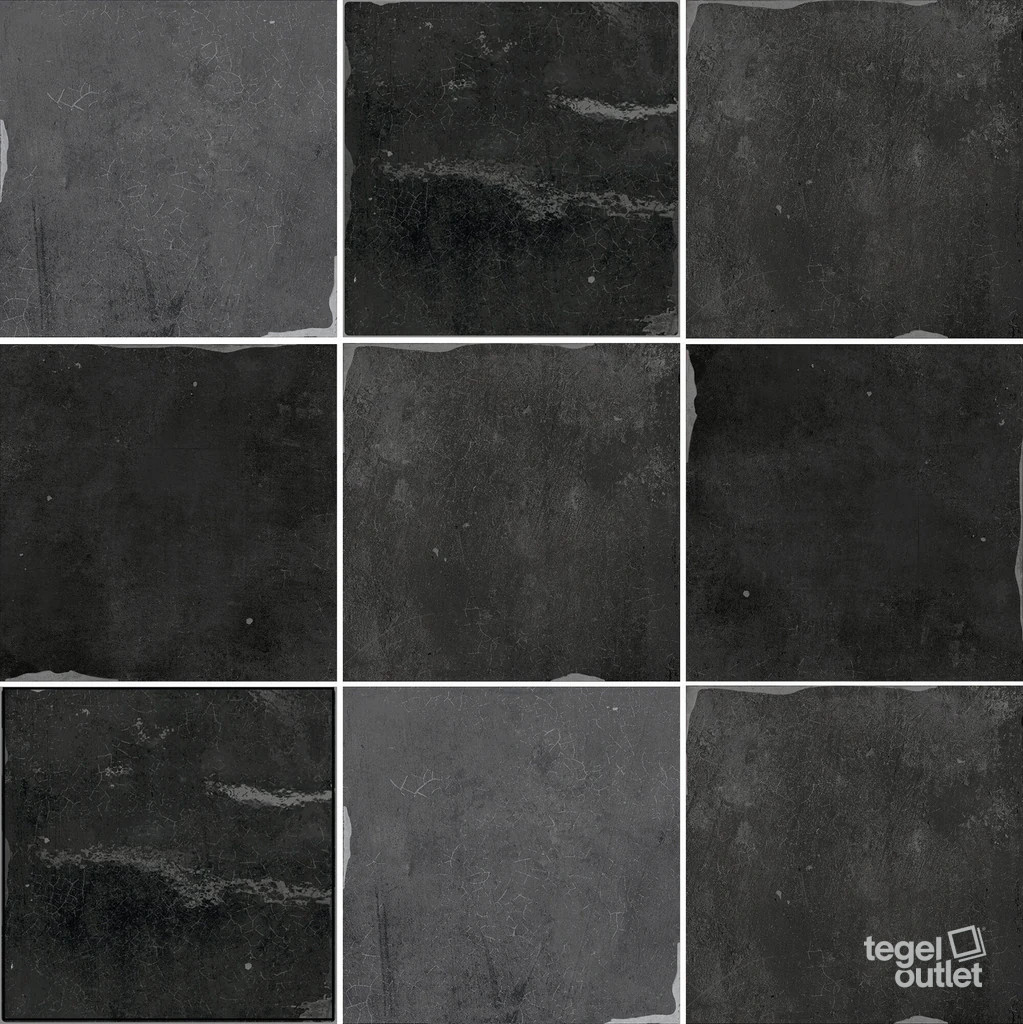 Souk Black 13×13 – Ape, gelegd vlak met kleurvariatie