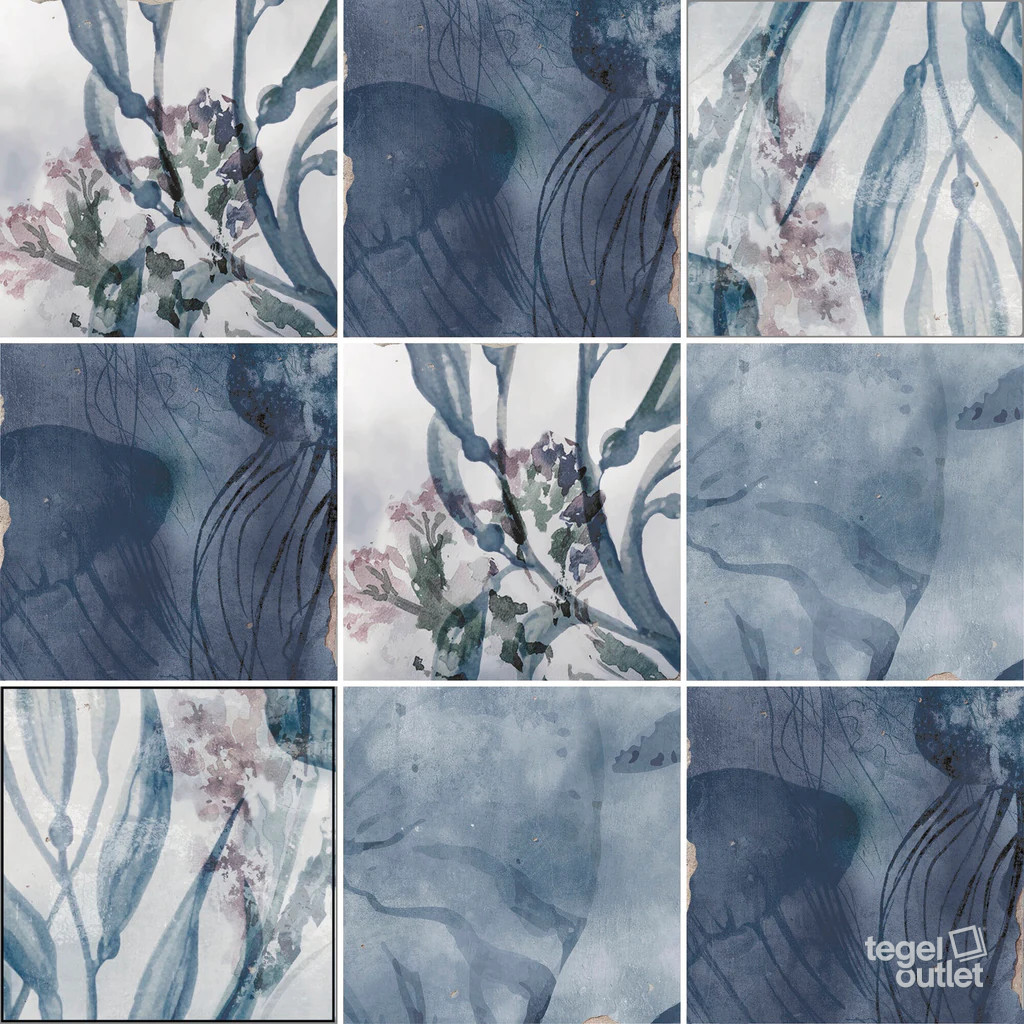 Souk Kasbah Blue Mix 13×13 – Ape, gelegd vlak met kleurvariatie