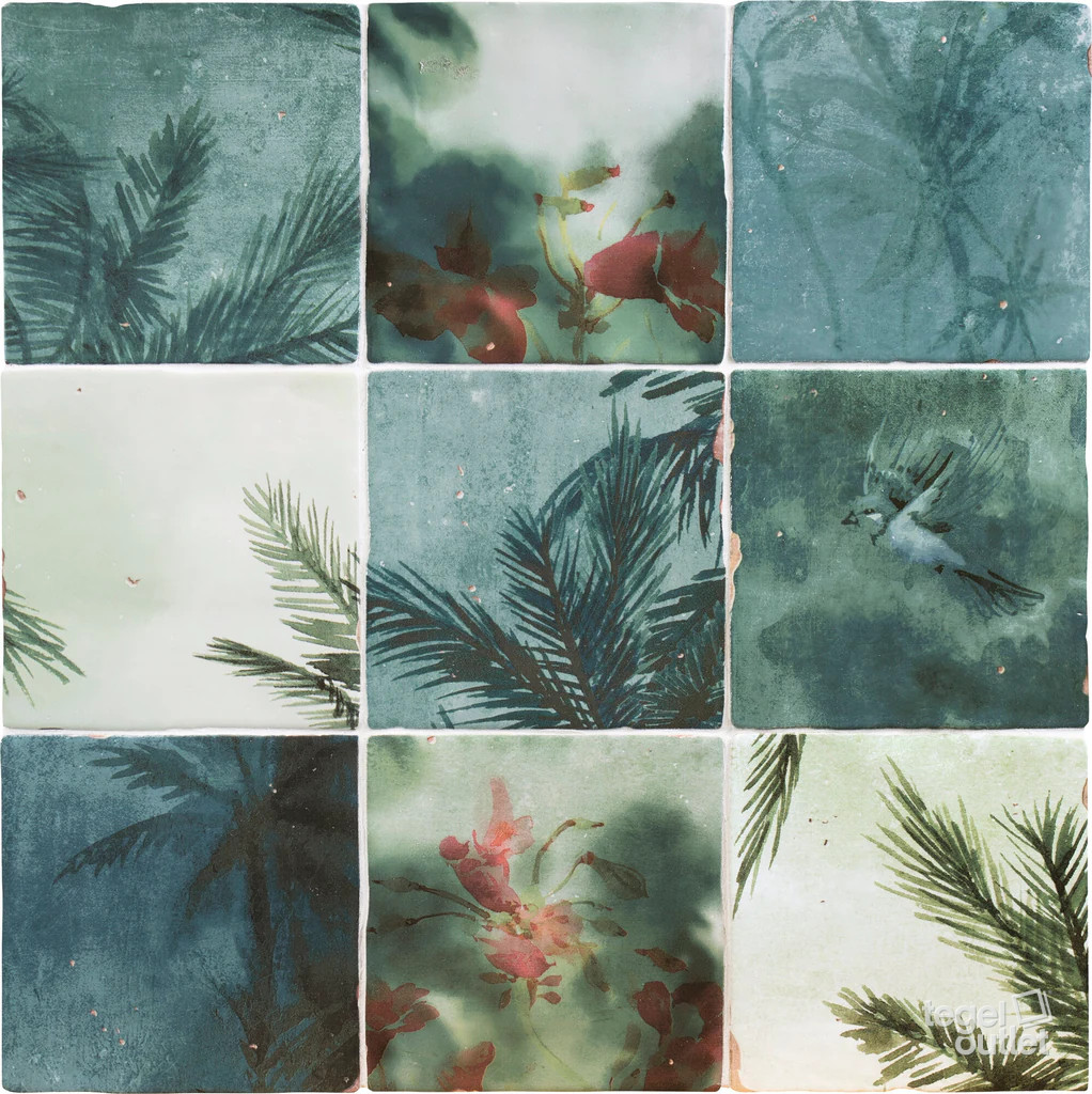 Souk Kasbah Turquesa Mix 13×13 – Ape, gelegd vlak met kleurvariatie