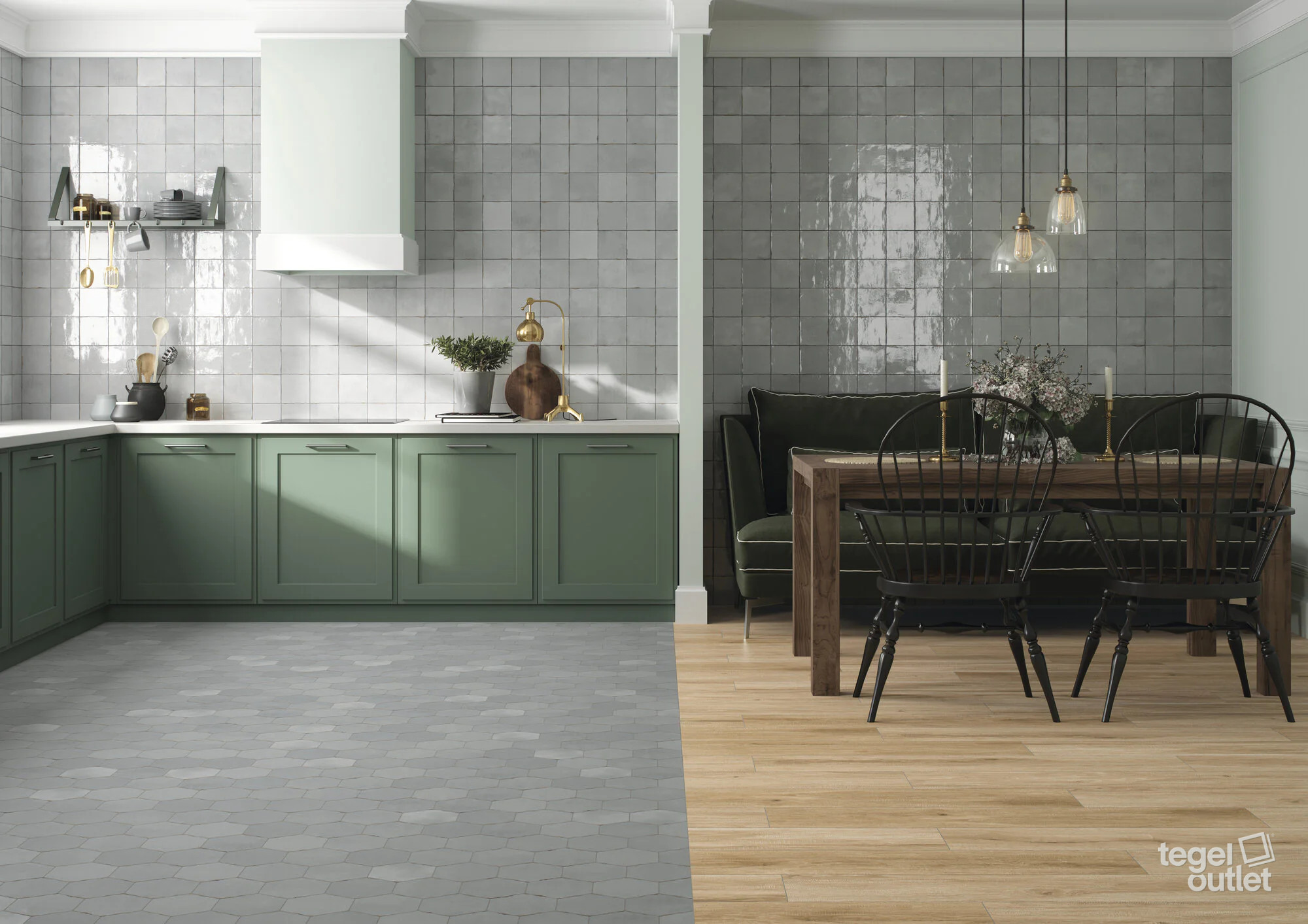 Ape Souk Grey tegels in een keuken