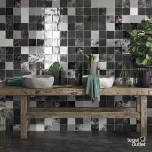 Ape Souk Kasbah Grey Mix tegels in een badkamer