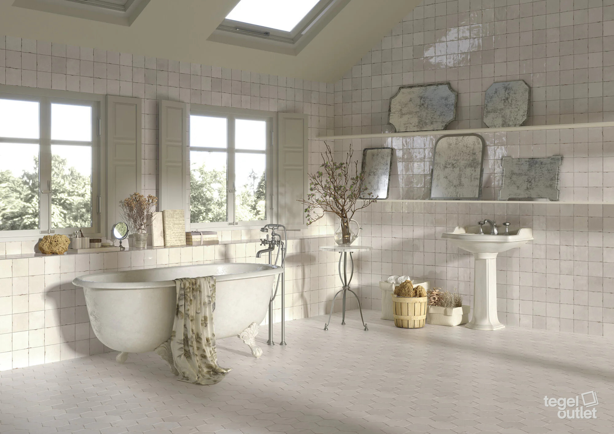 Ape Souk Bone tegels in een badkamer