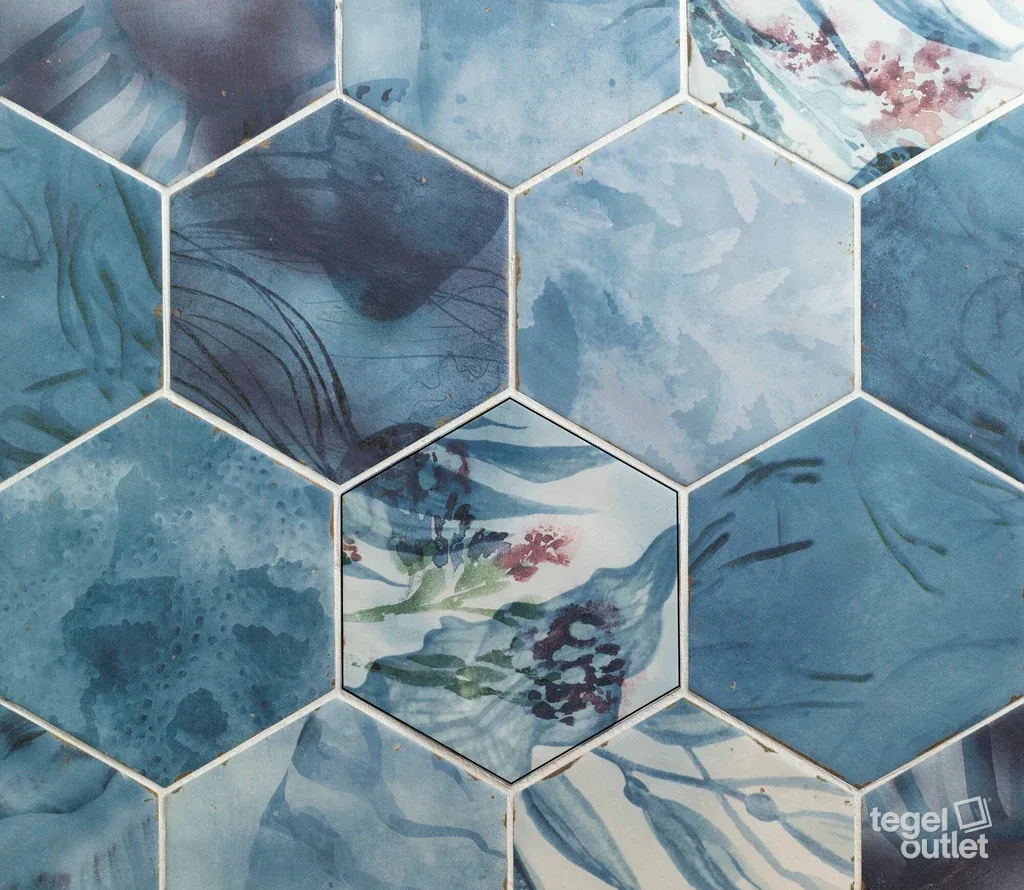 Souk Touareg Blue Mix 13,9×16 – Ape, gelegd vlak met kleurvariatie