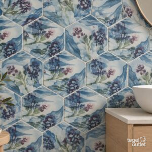 Sfeerimpressie met Souk Touareg Blue Mix 13,9×16 · badkamer