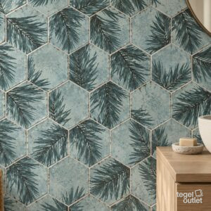 Sfeerimpressie met Souk Touareg Turquesa Mix 13,9×16 · badkamer