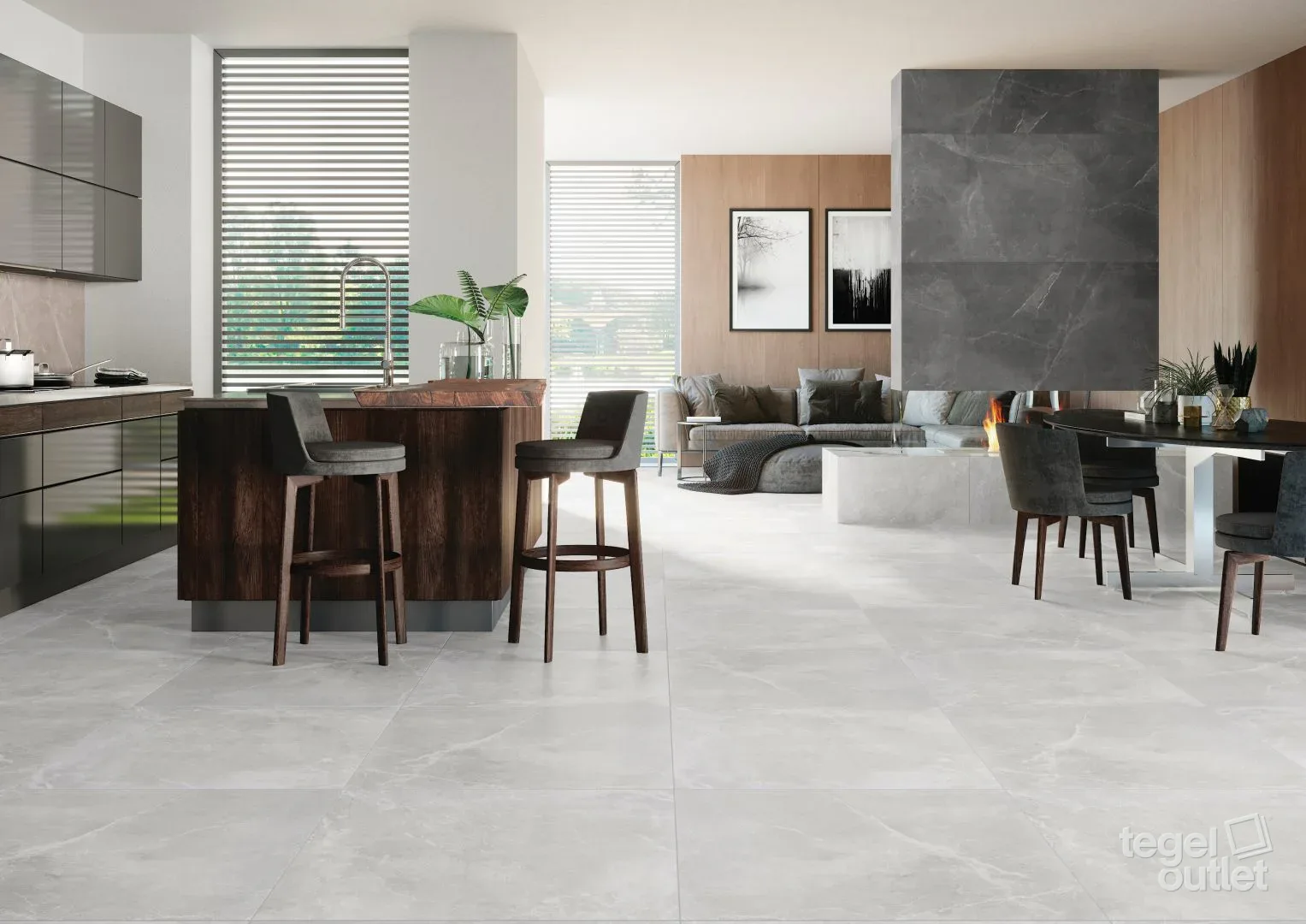 Stonemood White 60x60 in een interieur