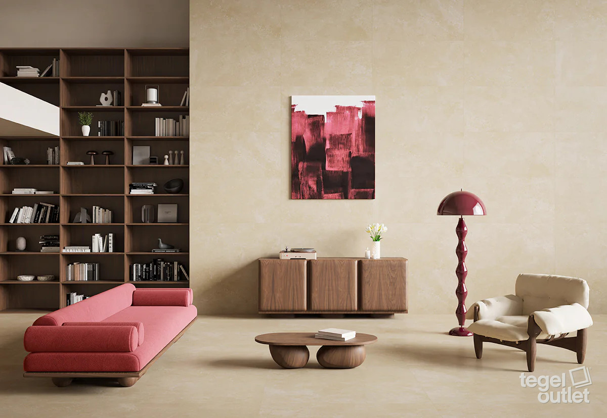 Navarti Street Bone 60×120 vloer- en wandtegels in een woonkamer