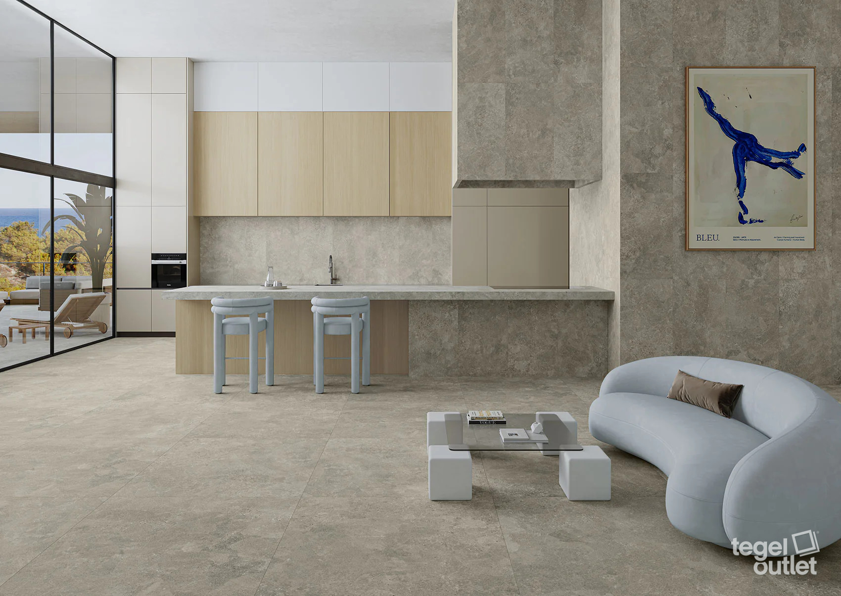 Navarti Street Silver 60×120 en 120×120 in een keuken