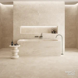 Navarti Street Bone met reliëfwand 60×120 in een badkamer