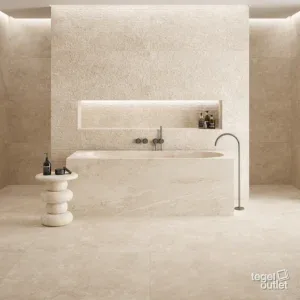 Navarti Street Bone avec mur en relief 60Ă—120 dans une salle de bain