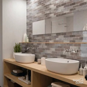 Ape Tennessee Grey 5,2×16,1 wandtegels in een badkamer
