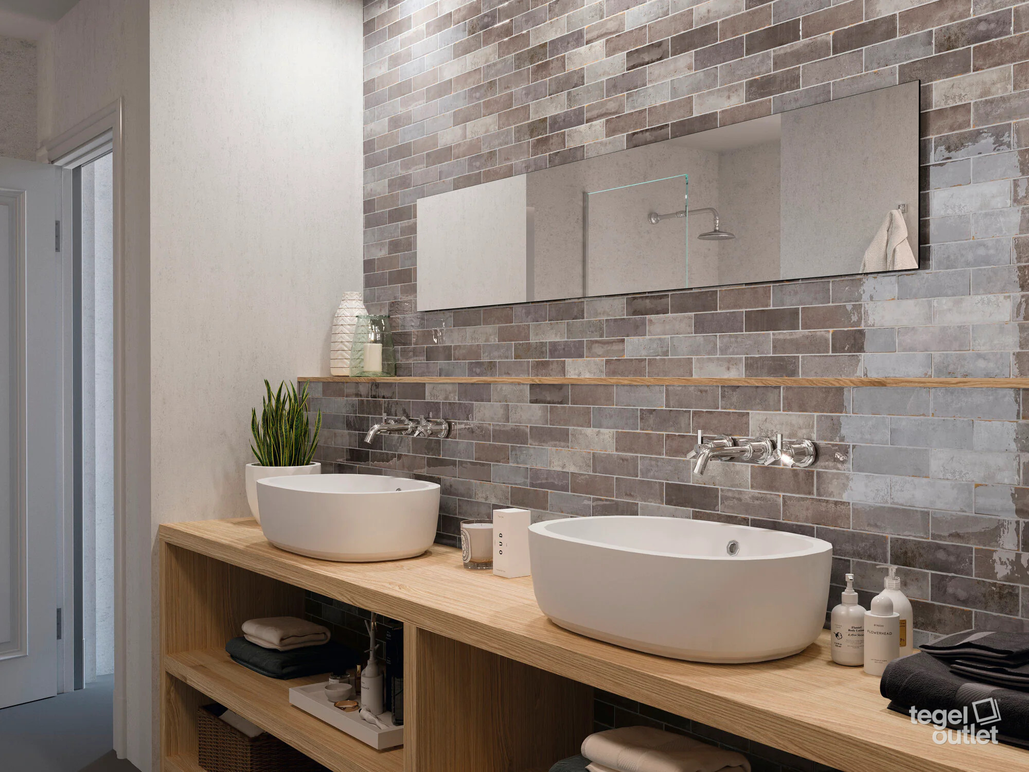 Ape Tennessee Grey 5,2×16,1 wandtegels in een badkamer