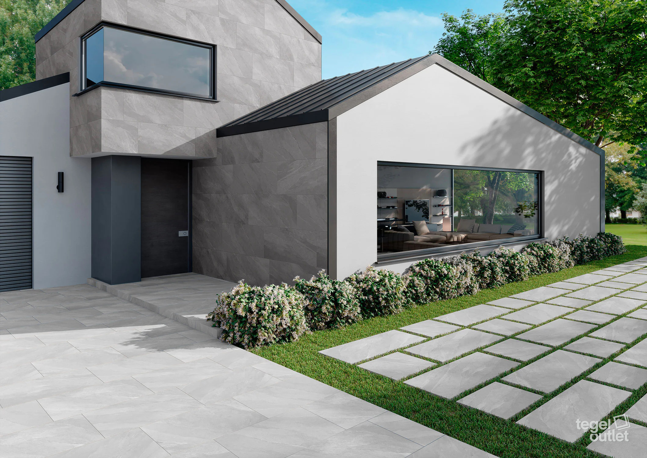 Saime Titano Perla 2 cm terrastegels en Grigio 60×120 gevelbekleding