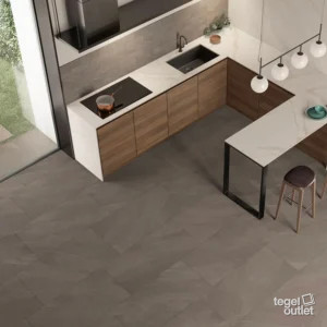 Saime Titano Taupe 60×120 vloertegels in een keuken