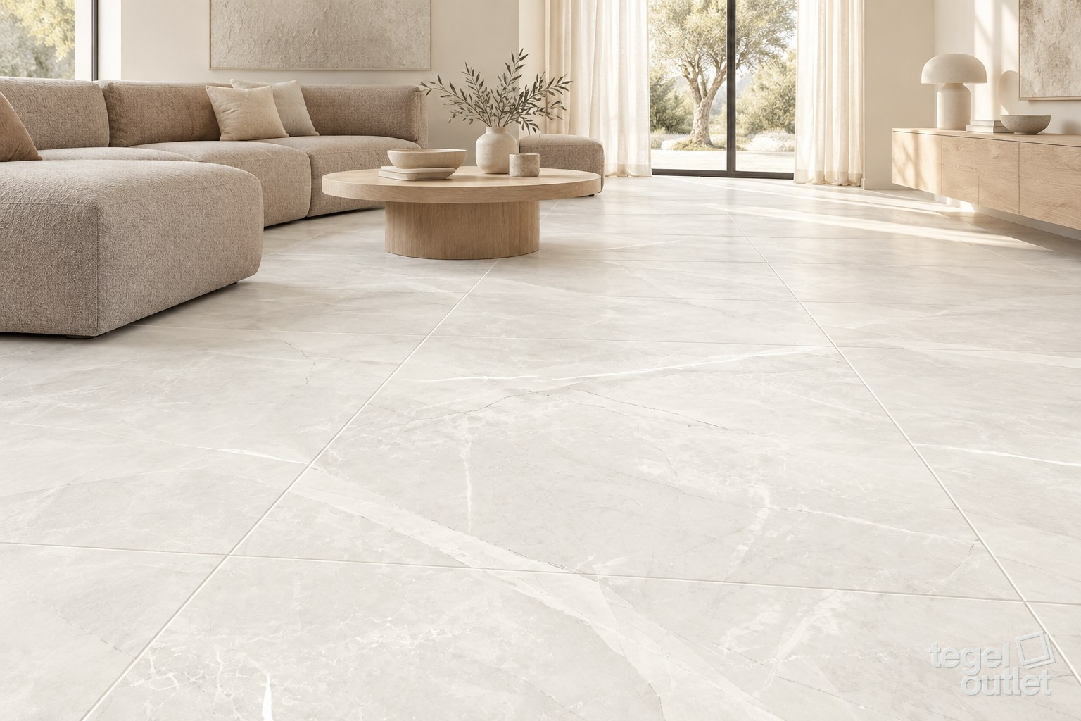 Sfeerimpressie met Vivalto Blanco 120×120 · living