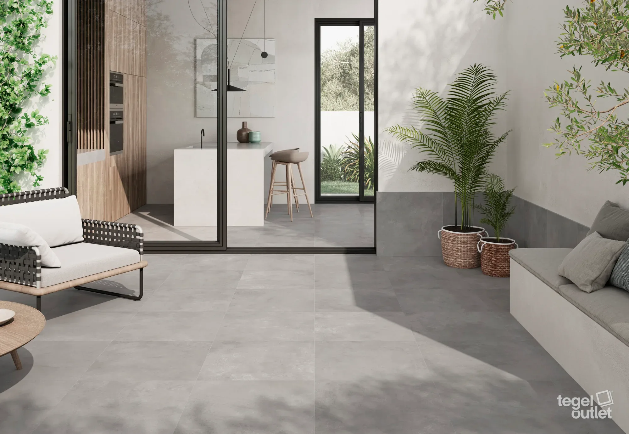 Ziro Gris 45x45 in een interieur