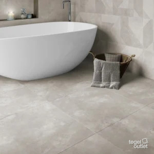 Navarti Ziro Perla betonlook vloer- en wandtegels in een badkamer