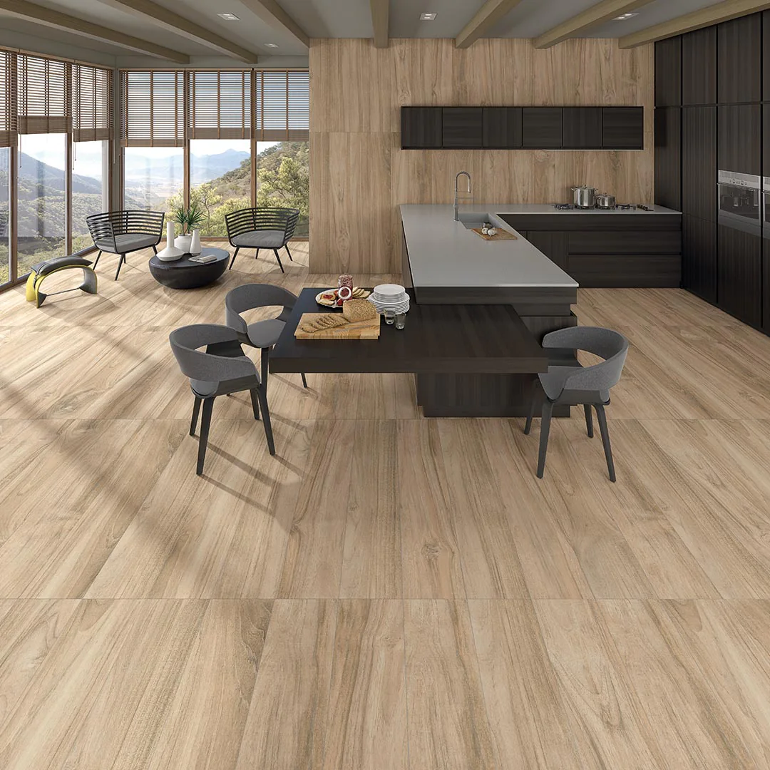 Vives Belice Natural houtlook vloer in een keuken
